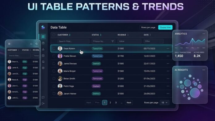 UI Table Patterns and Trends in Modern Web Design